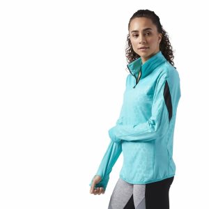 Kurtka Damskie Reebok HEXAWARM Quarter Zip Turkusowe PL 69MUSRX